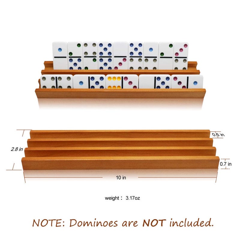 Exqline Wooden Domino Racks Trays Holders Organizer(Set of 4) - Premium Domino Tiles Holder Racks for Mexican Train Dominoes Games - Dominos NOT Included - Image 3